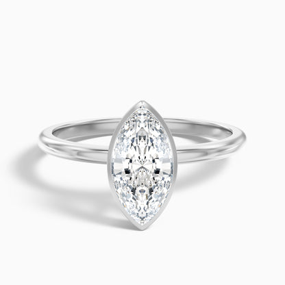 Stacy 5 Carat Marquise Cut Bezel Set Solitaire Moissanite Engagement Ring in 18k Yellow Gold