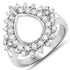 0.89 Carat Genuine White Diamond 14K White Gold Semi Mount Ring - holds 11x9mm Pear Gemstone by Bids.com