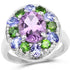 3.89 Carat Genuine Amethyst, Tanzanite & Chrome Diopside .925 Sterling Silver Ring by Bids.com
