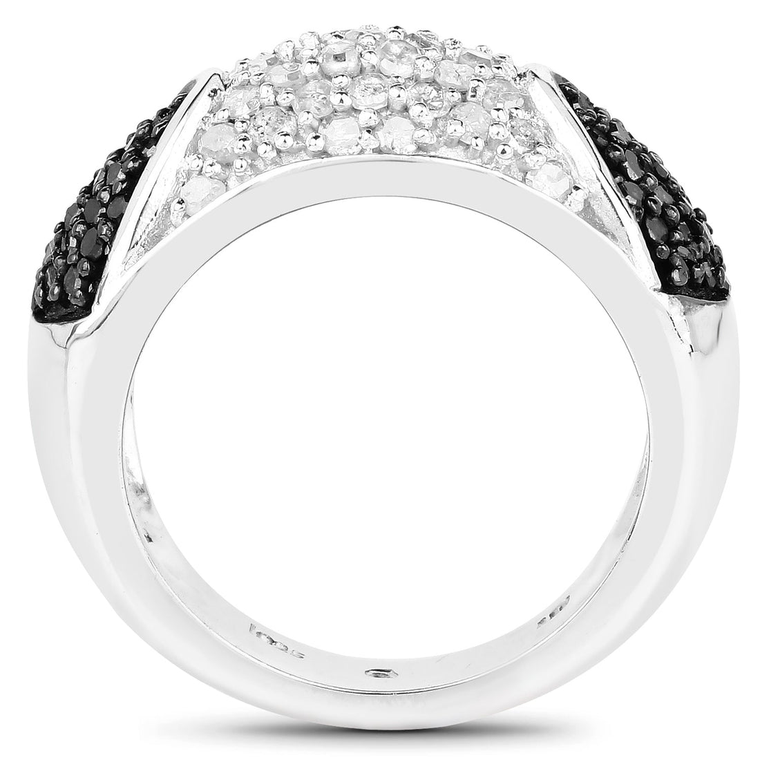 0.99 Carat Genuine Black Diamond and White Diamond .925 Sterling Silver Ring by Bids.com