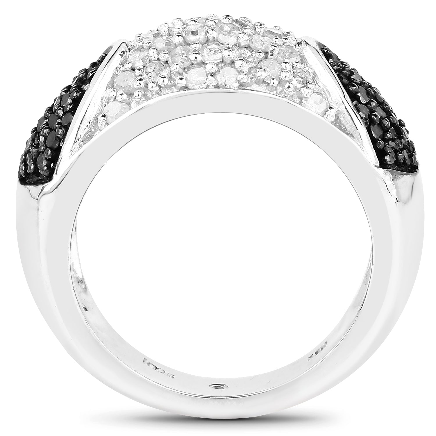 0.99 Carat Genuine Black Diamond and White Diamond .925 Sterling Silver Ring by Bids.com