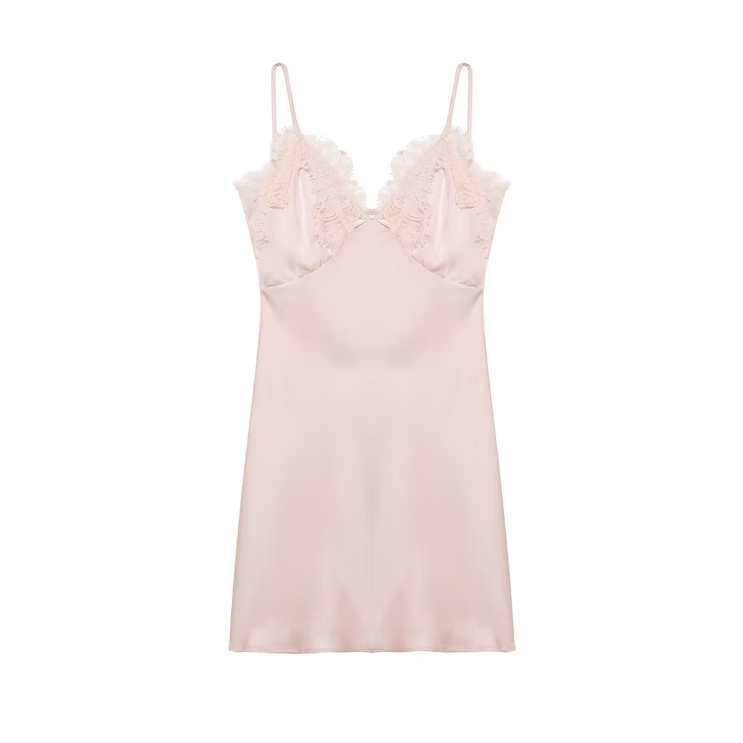 Early Spring Women Clothing Elegant Fashionable Slimming Silk Satin Lace Stitching Cami Dress by Ragazza