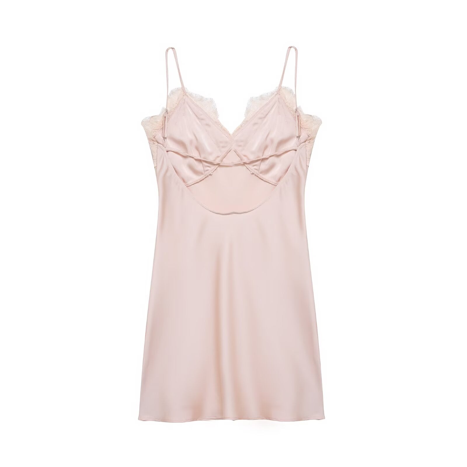 Early Spring Women Clothing Elegant Fashionable Slimming Silk Satin Lace Stitching Cami Dress by Ragazza