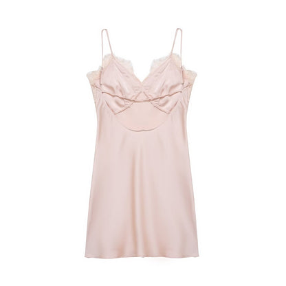 Early Spring Women Clothing Elegant Fashionable Slimming Silk Satin Lace Stitching Cami Dress by Ragazza