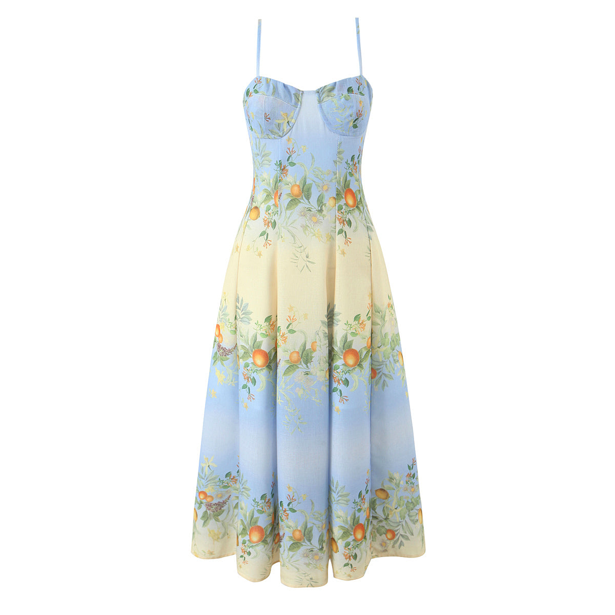 Vacation Positioning Printed Dress Sexy Backless Slim Fit Strap Tube Top Dress by Ragazza
