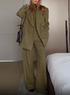 Women Clothing Spring Office One Button Blazer High Waist Wide Leg Pants by Ragazza
