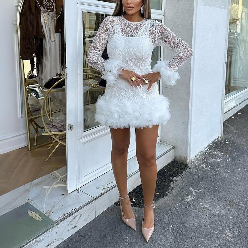 Women Spring Lace Round Neck Two Piece Set Dress by Ragazza