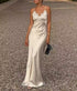 Women Clothing Spring Sexy Lace Stitching Satin Dress by Ragazza