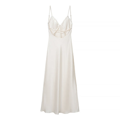 Women Clothing Spring Sexy Lace Stitching Satin Dress by Ragazza
