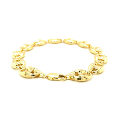 11.0mm 14k Yellow Gold Puffed Mariner Link Bracelet by Bids.com