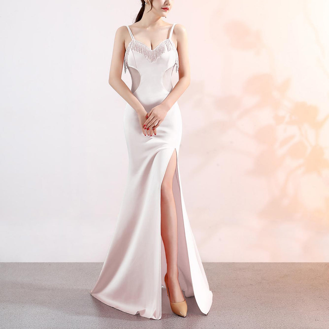 Sling Deep V Plunge Evening Party Dress Long Sexy Slim Fit Slit Nightclub Performance Socialite Evening Dress by Ragazza