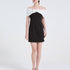 Black And White Contrast One Shoulder Dress With Three Dimensional Floral Decoration Off The Shoulder Figure Hugging And Elegant by Ragazza