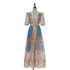 Women Autumn Print Stand Up Collar Single Button Elegant And Stylish Long Sleeved Dress by Ragazza