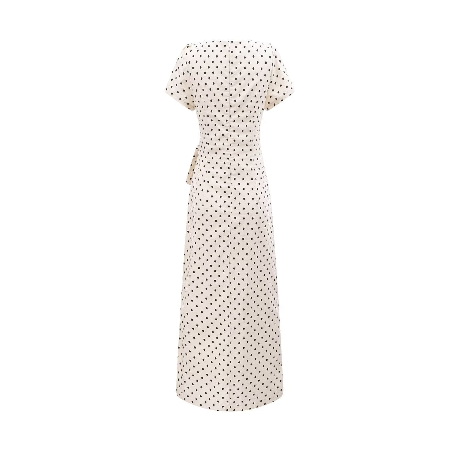 Pleated Lace up Waist Trimming Short Sleeved Dress Summer Slim Fit Maxi Dress by Ragazza