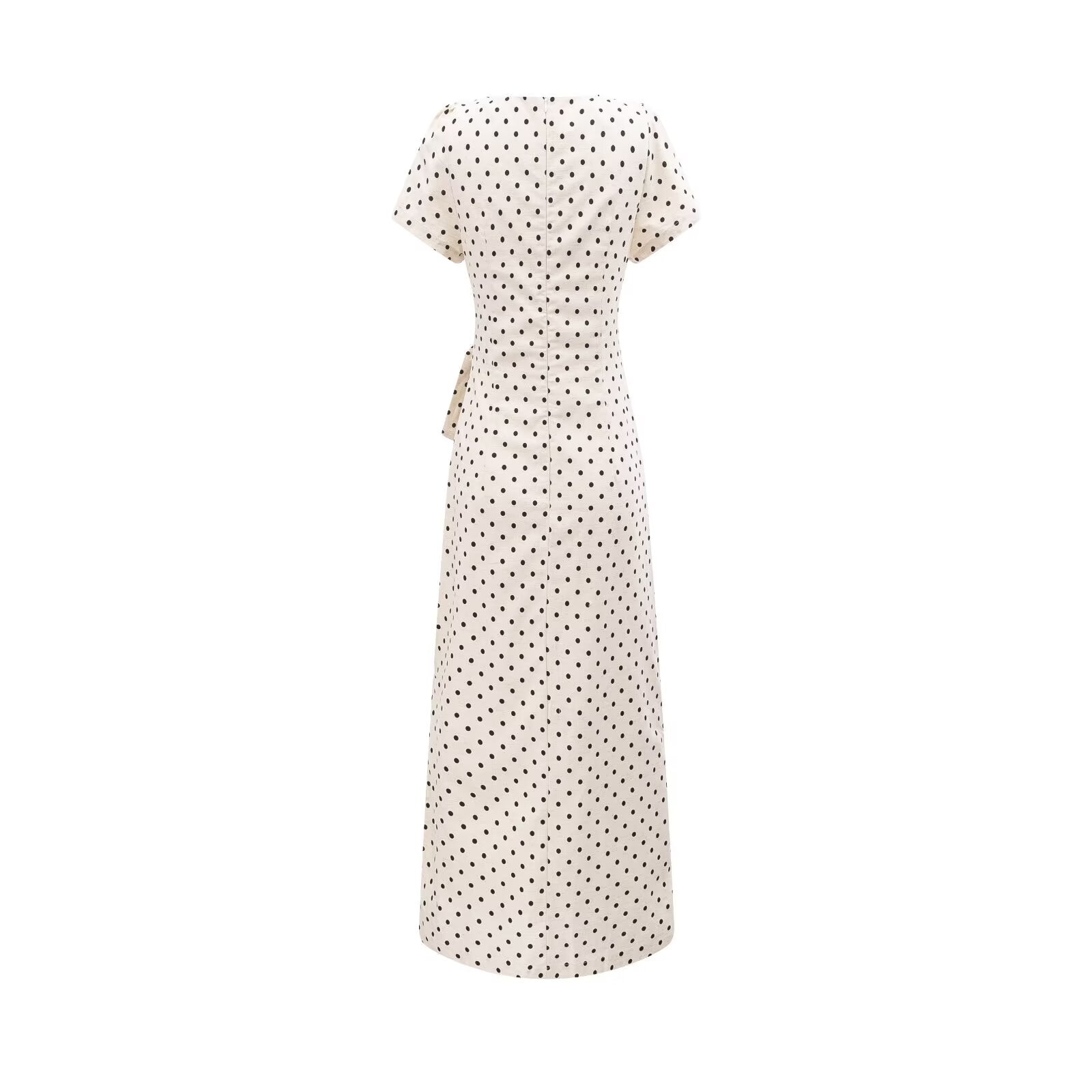 Pleated Lace up Waist Trimming Short Sleeved Dress Summer Slim Fit Maxi Dress by Ragazza