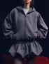 Women Clothing at Spring Concise Gray Flash Point Hooded Jacket with Skirt Two Piece Sets by Ragazza