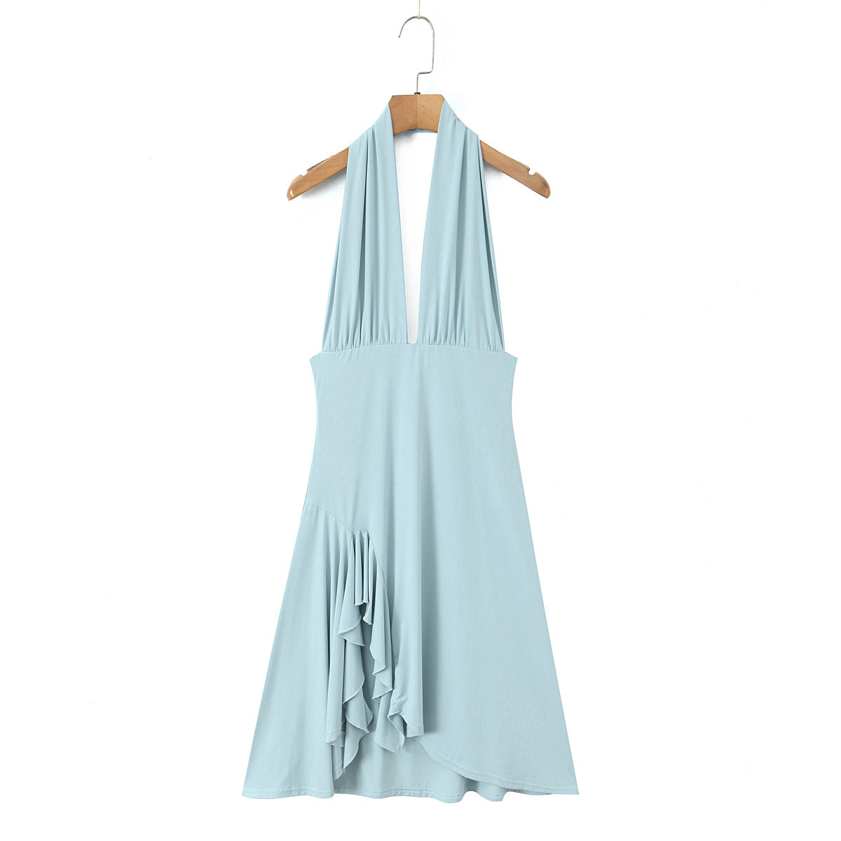 Women Summer Hem Irregular Asymmetric Backless Hanging Collar Dress by Ragazza