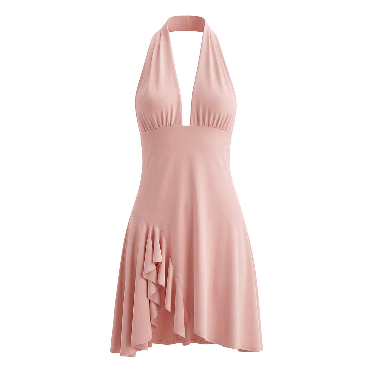 Women Summer Hem Irregular Asymmetric Backless Hanging Collar Dress by Ragazza