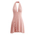 Women Summer Hem Irregular Asymmetric Backless Hanging Collar Dress by Ragazza