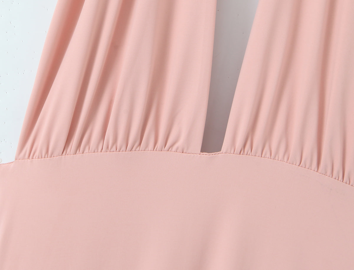 Women Summer Hem Irregular Asymmetric Backless Hanging Collar Dress by Ragazza