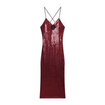 Hot Selling Women Summer High End Sequin Design Suspender Dress by Ragazza