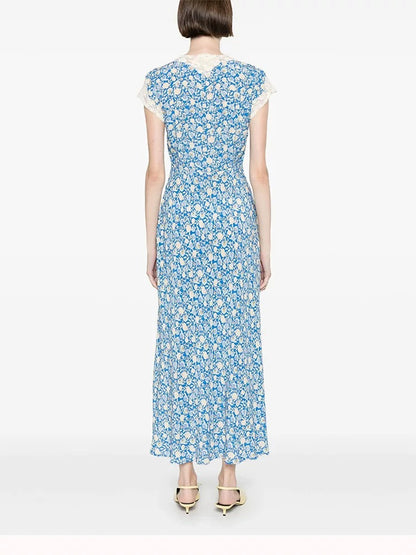 Women Elegant French Retro Elegant Cool Lace Stitching Dress by Ragazza