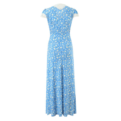Women Elegant French Retro Elegant Cool Lace Stitching Dress by Ragazza