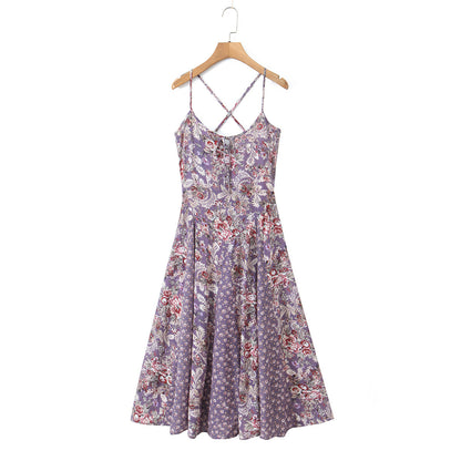 Women Summer All Match Casual Slim Fitting Patchwork Strap Dress by Ragazza