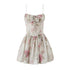 French Floral Strap Dress for Women Summer Sexy Holiday Slim Fit Slimming Cinched Short Dress by Ragazza