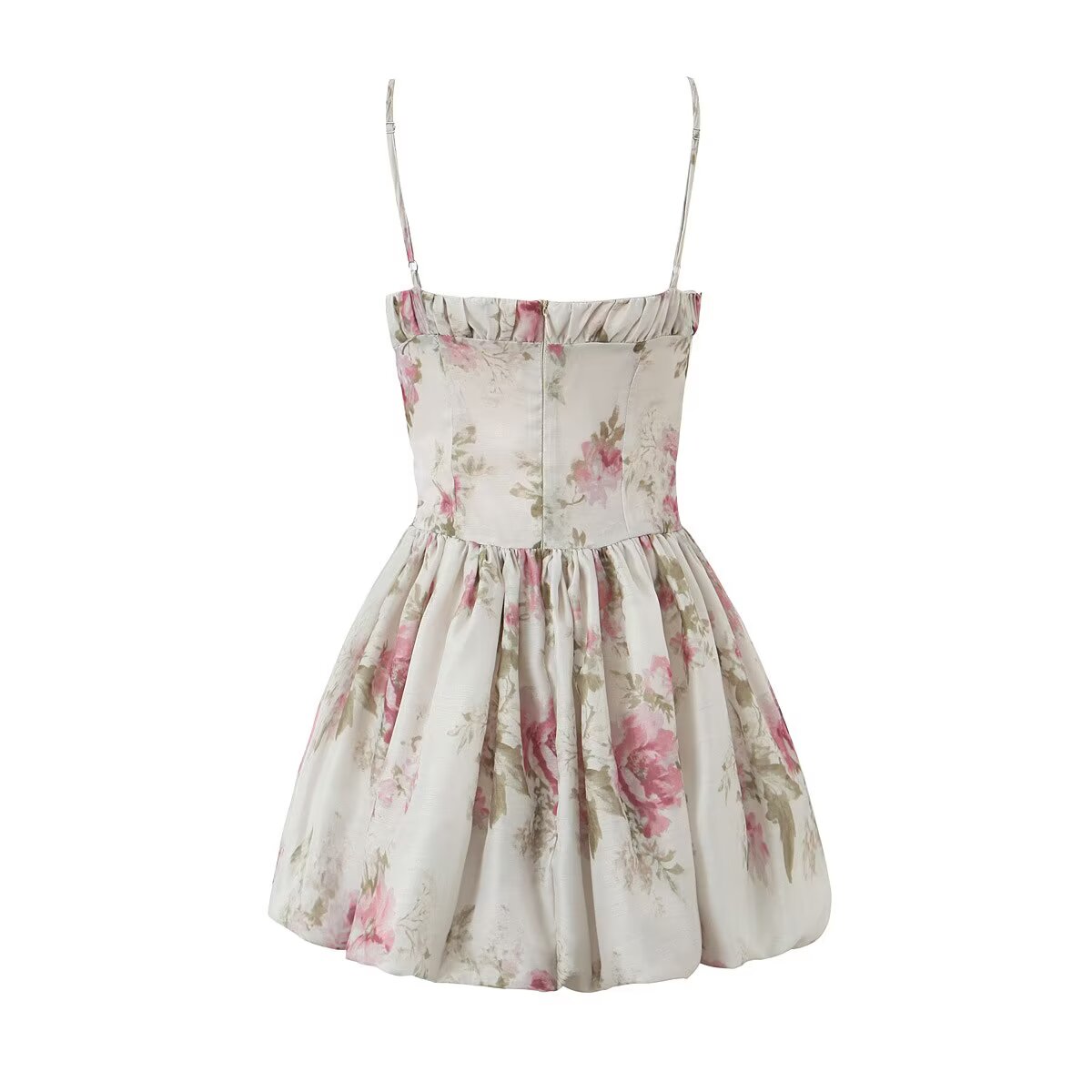French Floral Strap Dress for Women Summer Sexy Holiday Slim Fit Slimming Cinched Short Dress by Ragazza