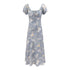 Early Spring Holiday Casual Cool Square Collar Puff Sleeve Printed Waist Controlled Dress by Ragazza