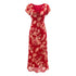 Early Spring Red Bottom Printed Drawstring V neck Short Sleeve Holiday Casual Dress by Ragazza