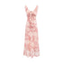 Vintage Ruffled Drawstring Patchwork Slip Dress Pink Rose Sheath Fishtail Midi Dress by Ragazza