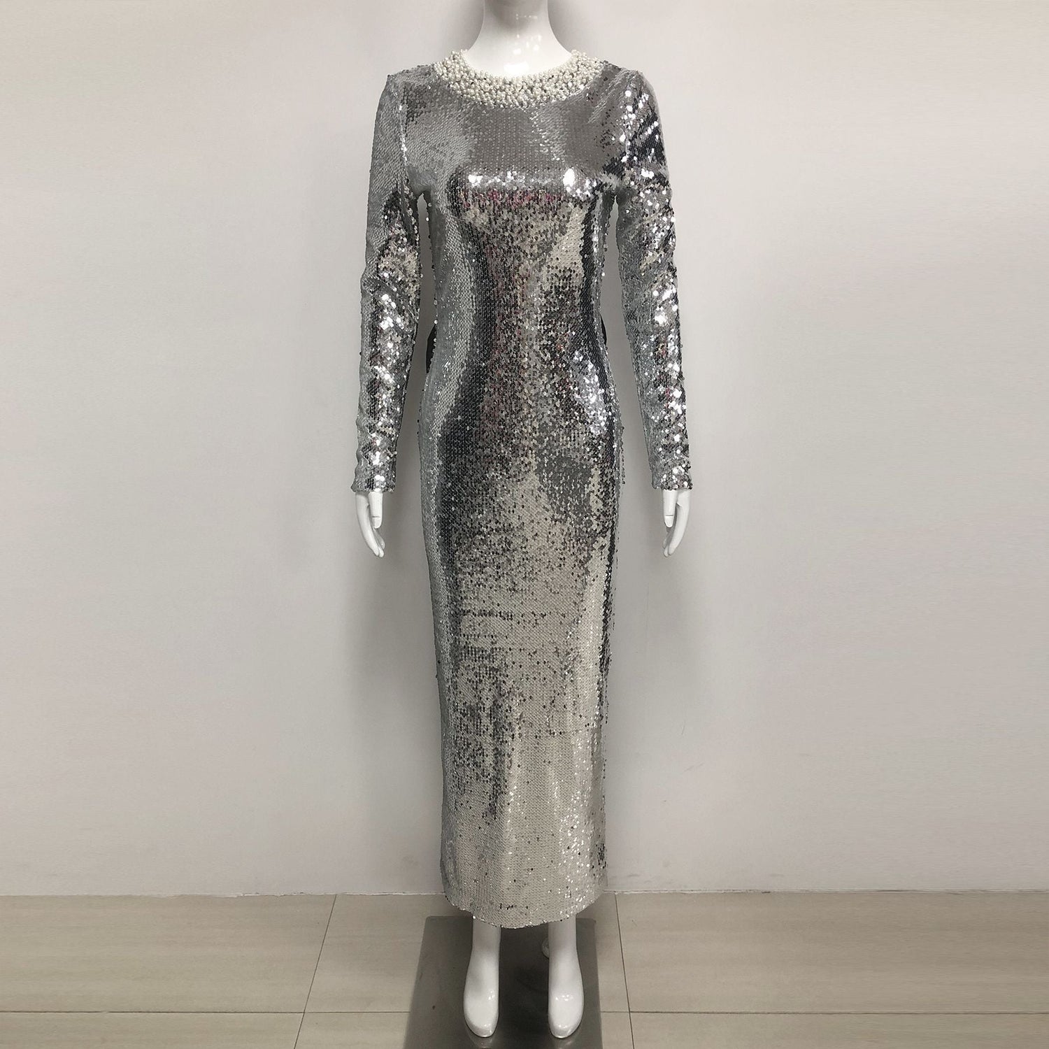 Autumn Winter Silver Gray Sequ Women Supply All Matching Slim Fitting Simple by Ragazza