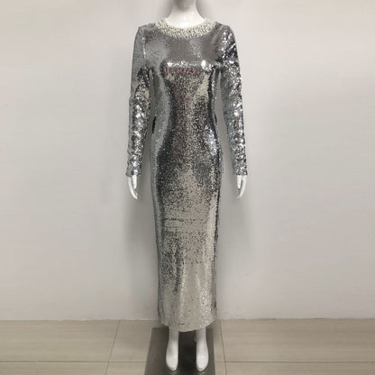 Autumn Winter Silver Gray Sequ Women Supply All Matching Slim Fitting Simple by Ragazza