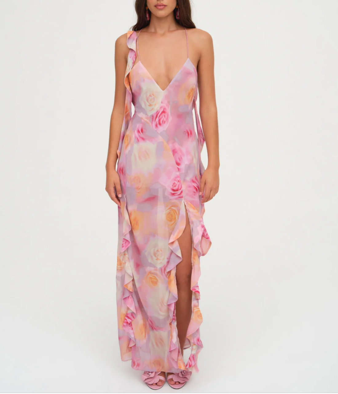 Women Clothing Spring Vacation Romantic Ruffled Irregular Asymmetric Backless Mop Dress by Ragazza