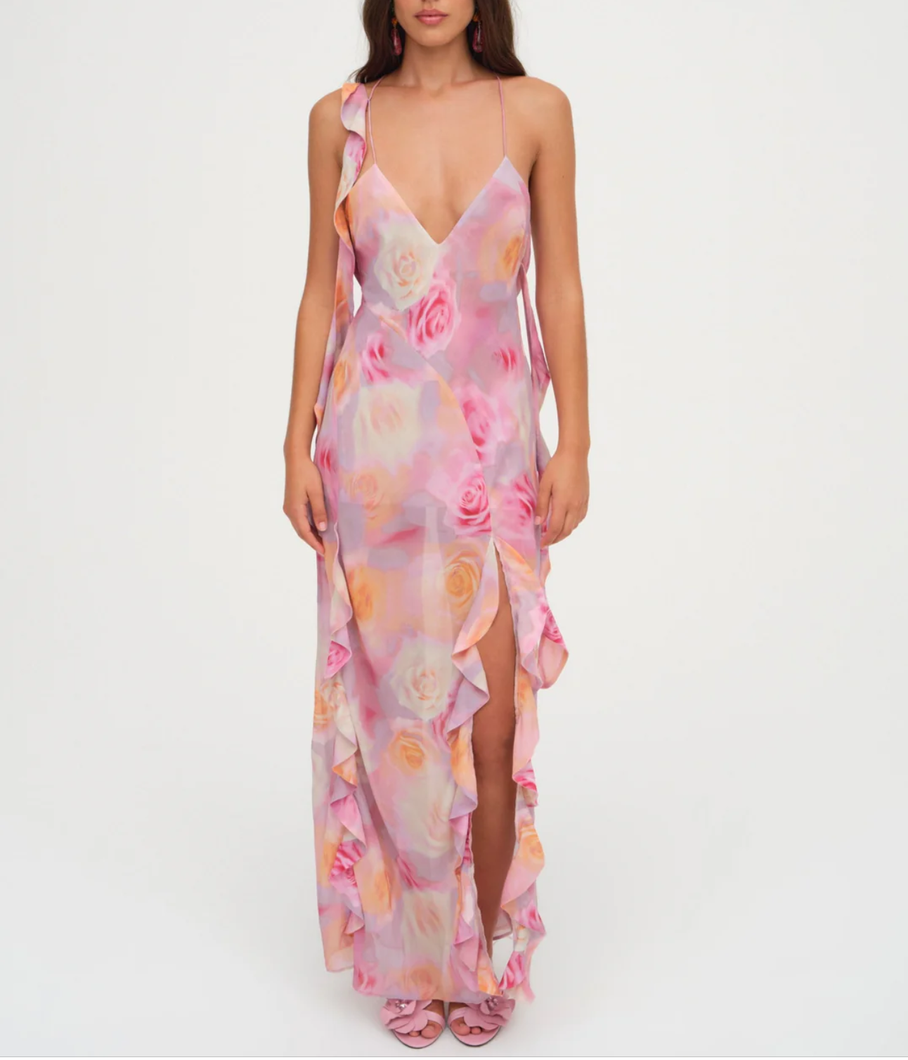 Women Clothing Spring Vacation Romantic Ruffled Irregular Asymmetric Backless Mop Dress by Ragazza