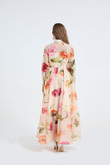 Women Printed Shirt Long Sleeved High Waisted Dress by Ragazza