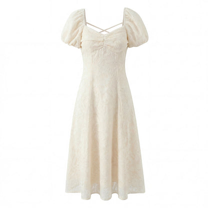 Women Floral Lace up Short Sleeve Dress Spring Summer Sexy Backless Slim Fit Maxi Dress by Ragazza