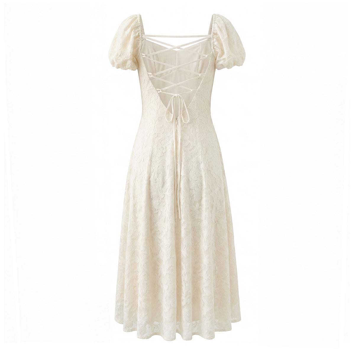 Women Floral Lace up Short Sleeve Dress Spring Summer Sexy Backless Slim Fit Maxi Dress by Ragazza