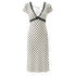 Sexy Lace Deep V Plunge neck Puff Sleeve Polka Dot Dress Tight Waist Slim Fit Sexy Midi Dress for Women by Ragazza
