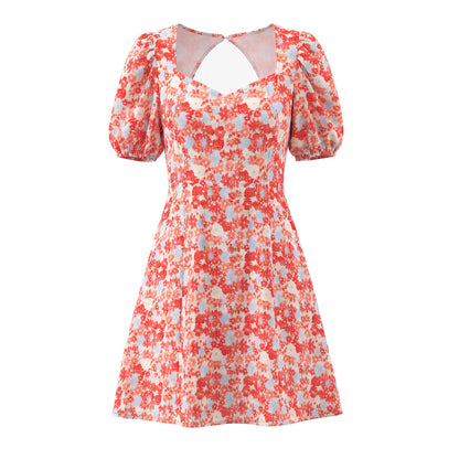 Autumn Winter Women Clothing Waist Controlled Western French Printed Slim Dress by Ragazza