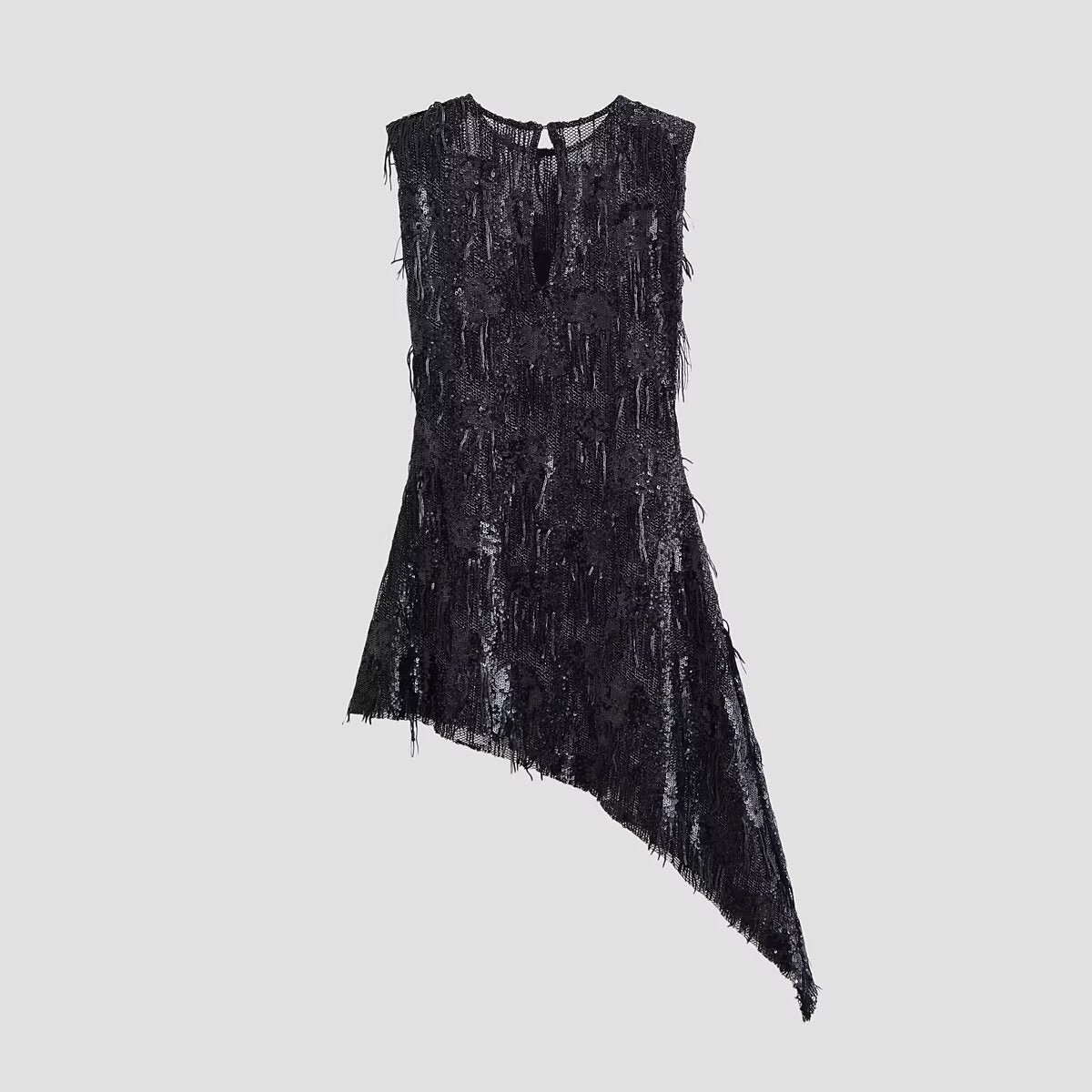 Women Clothing Spring Sequin Asymmetric Sleeveless Slim Dress by Ragazza