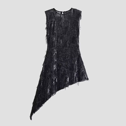 Women Clothing Spring Sequin Asymmetric Sleeveless Slim Dress by Ragazza