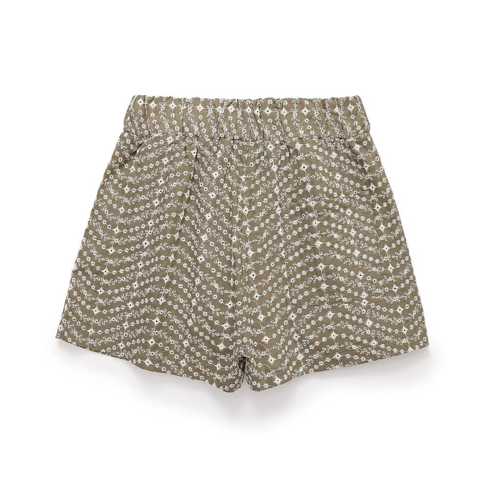 Women Clothing All Match Hollow Out Cutout Embroidery High Waist Casual Shorts by Ragazza