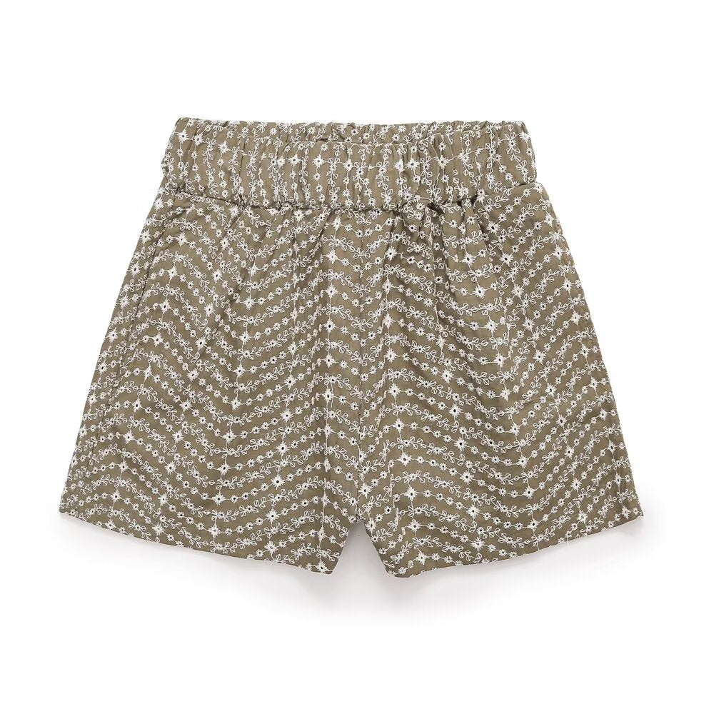 Women Clothing All Match Hollow Out Cutout Embroidery High Waist Casual Shorts by Ragazza
