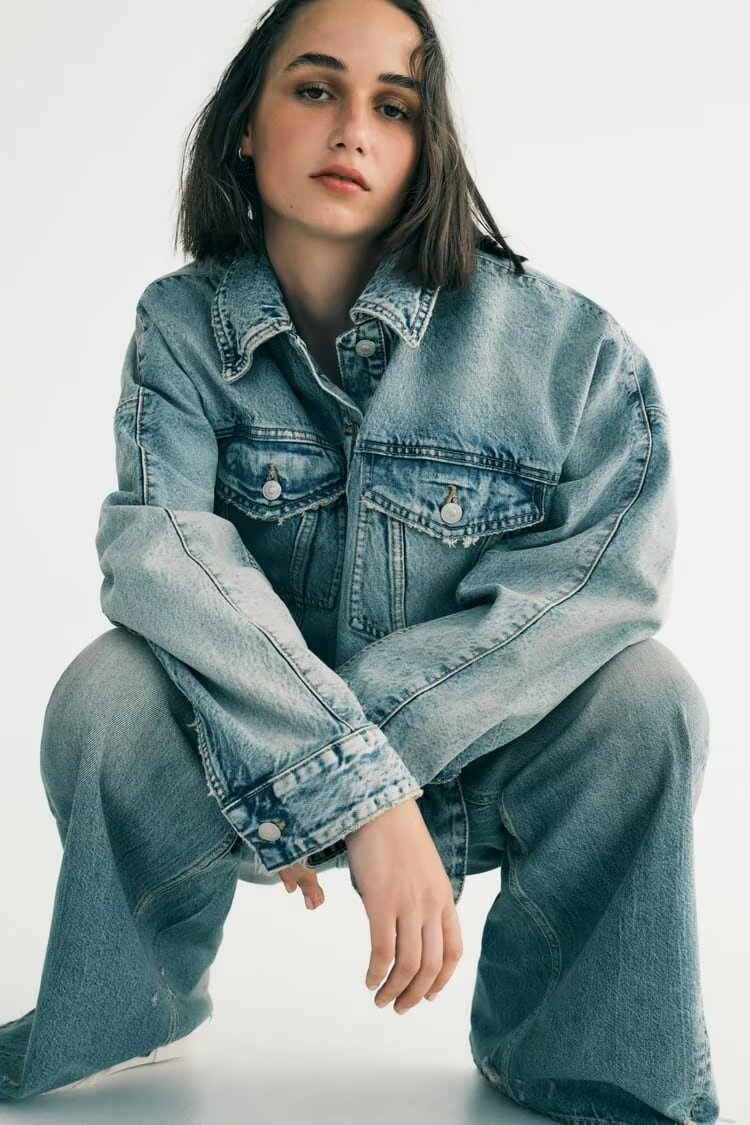 Women Clothing Fashionable Casual Loose Large Board Denim Jacket by Ragazza