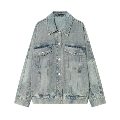 Women Clothing Fashionable Casual Loose Large Board Denim Jacket by Ragazza