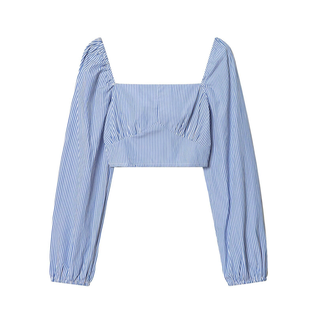 Women Clothing Spring Sexy Design Striped Backless Square Collar Short Shirt Top by Ragazza