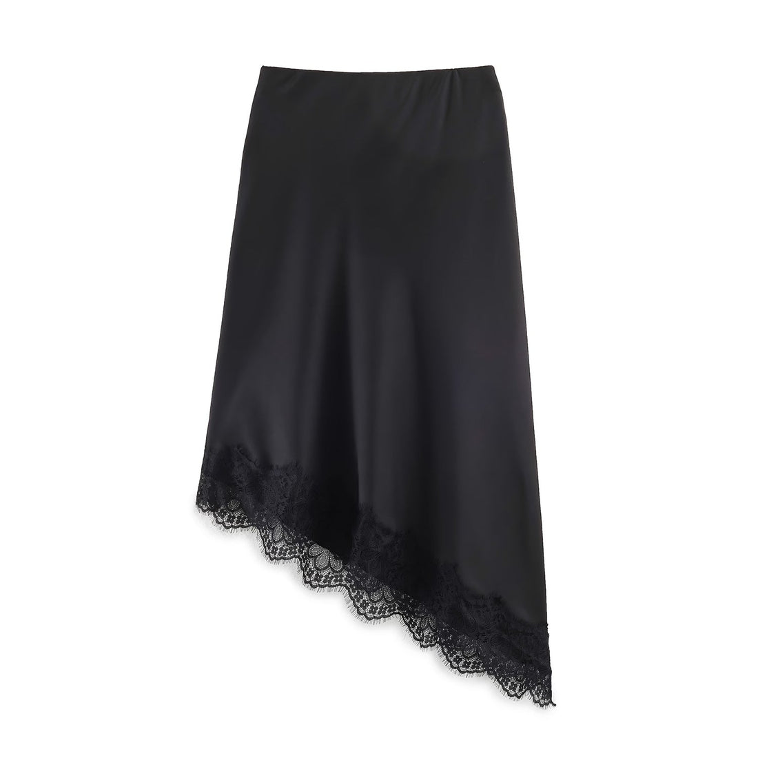 Women Clothing Spring Sexy Satin Acetate Lace Stitching Irregular Asymmetric Skirt by Ragazza